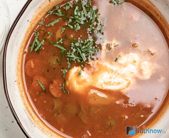 Рыбная солянка с кальмарами