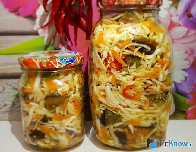 Капуста с баклажанами на зиму