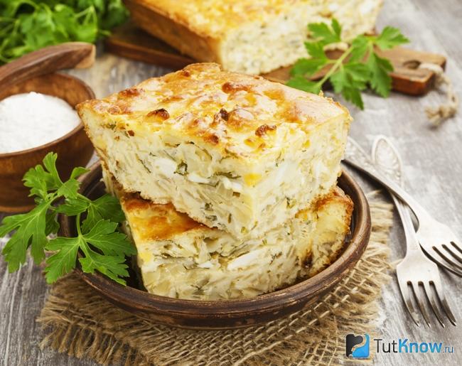 Заливной пирог с капустой