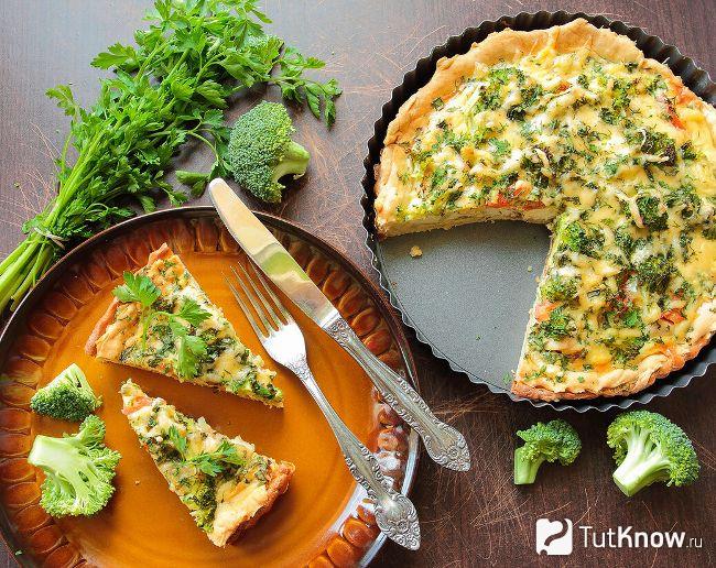Киш с брокколи и курицей