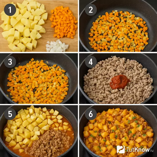 Пошаговый рецепт картофеля по-флотски с фаршем