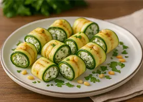 Рулетики из кабачков (цукини) с рикоттой и зеленью