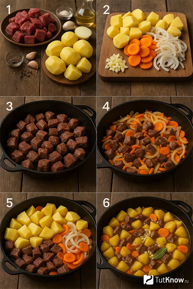 Пошаговый рецепт картофеля с олениной