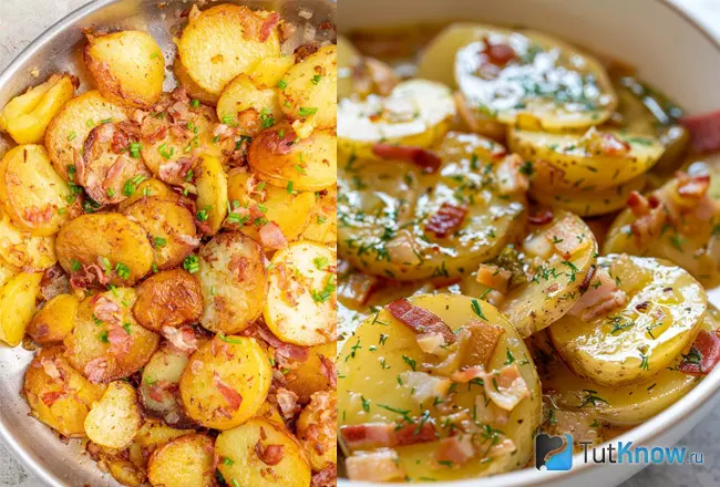 Картофель по-польски с луком и беконом
