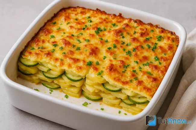 Рецепт картофельной запеканки с кабачками и сыром