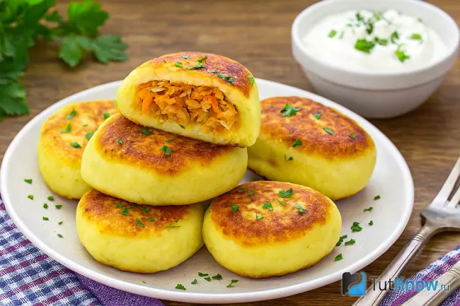 Рецепт картофельных зраз с капустой на сковороде
