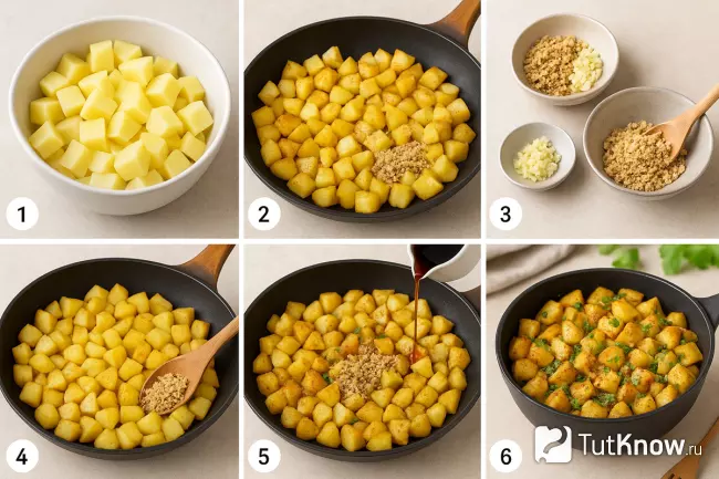 Пошаговый рецепт картофеля по-грузински с орехами