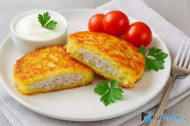 Картофельные драники с куриным фаршем