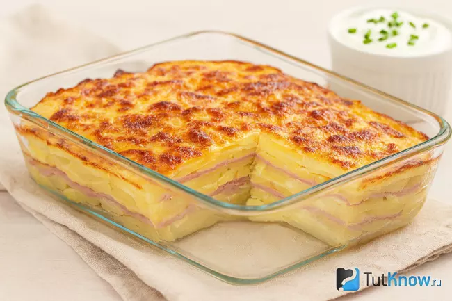 Рецепт картофельной запеканки с ветчиной