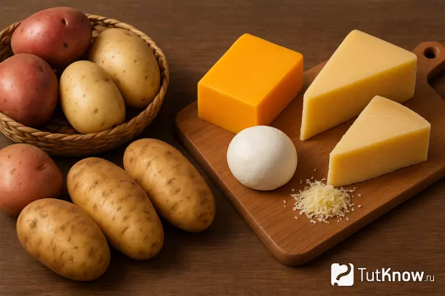 Выбор сыра и картофеля для палочек