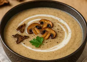 Суп-пюре из сушёных грибов с сыром и сливками