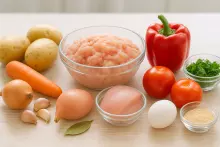 Ингредиенты для супа с куриными фрикадельками