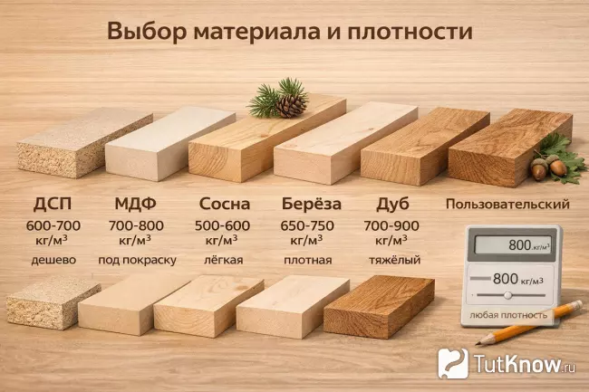 Плотность материалов для полок — ДСП, МДФ, сосна, берёза и дуб