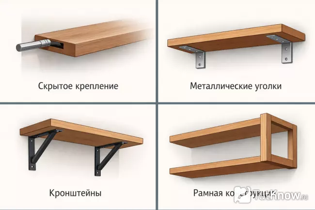 Способы крепления полок на стену