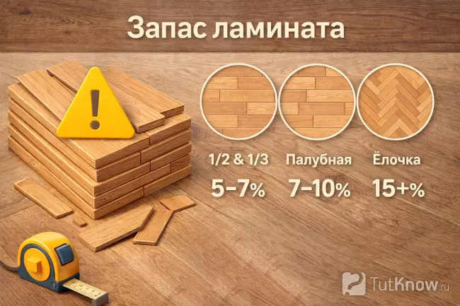 Запас ламината и процент отходов