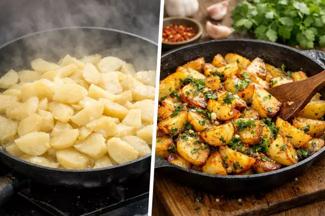 Картофель по-грузински с чесноком и зеленью