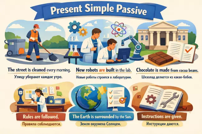 Present Simple Passive: правила и примеры