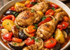 Курица по-грузински в казане с овощами
