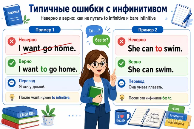 Типичные ошибки с инфинитивом: верно и неверно