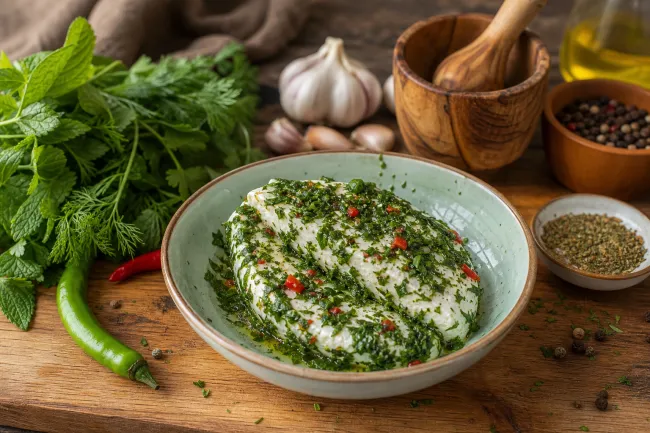 Мегрельская гебжалия из сулугуни с мятой