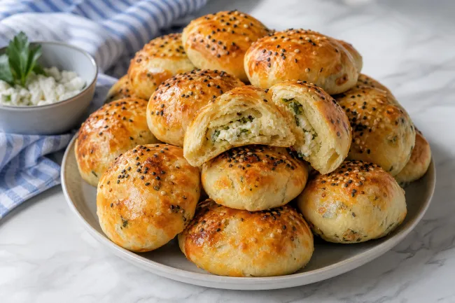 Дрожжевая турецкая погача с брынзой и зеленью