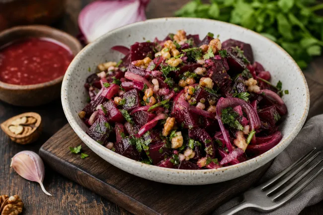 Баланс вкусов: свекла, ткемали, грецкие орехи