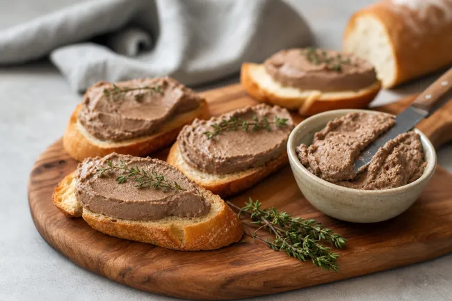 Кростини с гладким паштетом из куриной печени