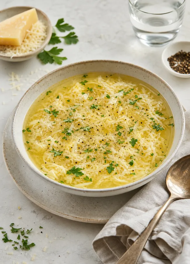 Рецепт итальянской страчателлы с яйцом и пармезаном