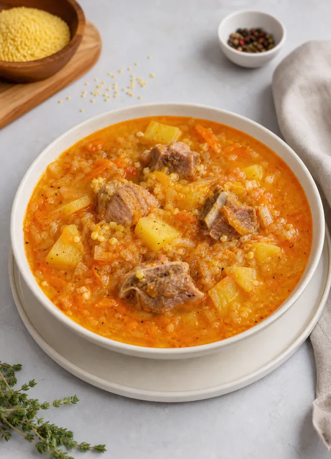 Украинский капусняк с пшеном и свининой
