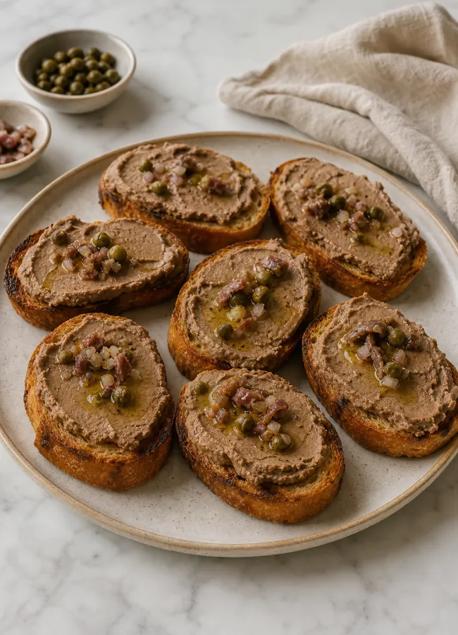 Тосканские кростини с паштетом из куриной печени