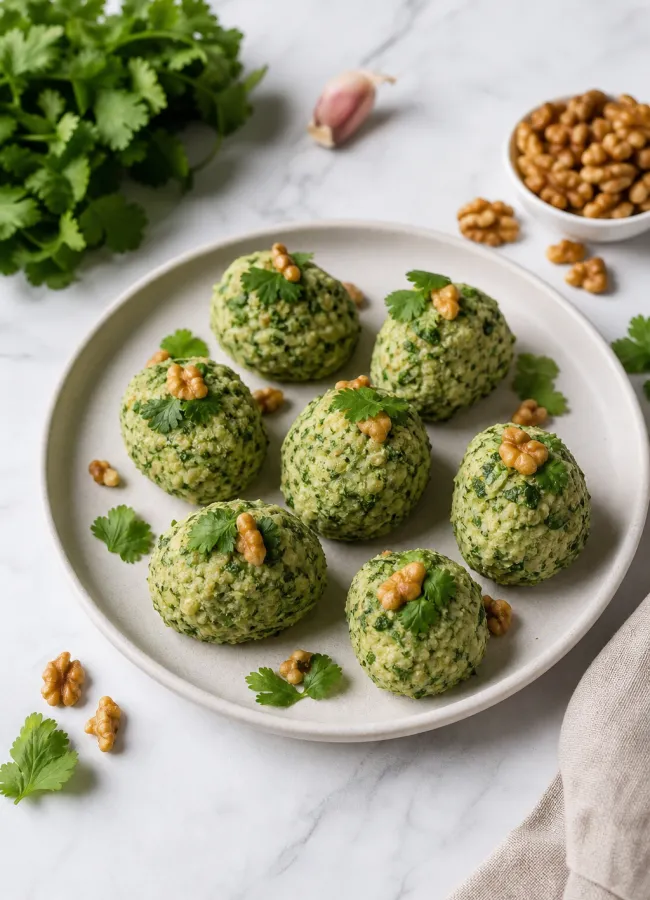 Пхали из капусты с орехами и кинзой