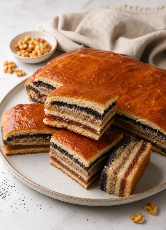 Украинский перекладанец с маком, орехами и повидлом
