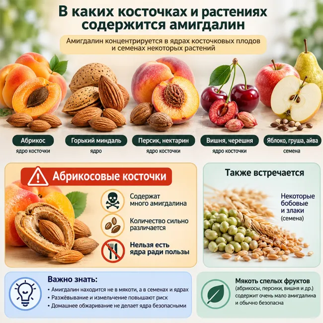 Где содержится амигдалин: косточки абрикоса, семена и растения