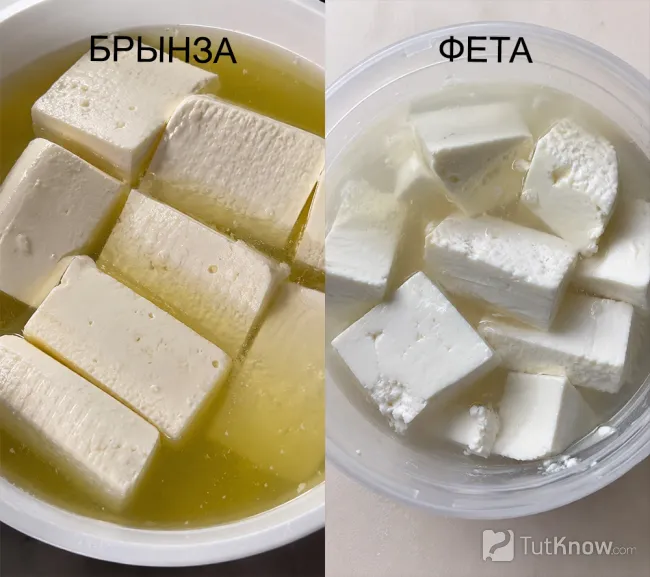 Брынза и сыр фета в соляном рассоле