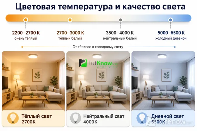 Цветовая температура света в интерьере