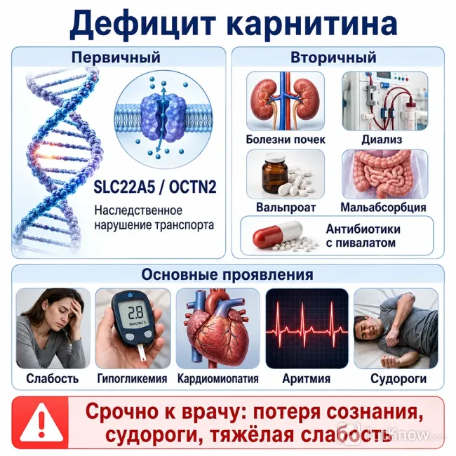 Дефицит карнитина: причины и симптомы
