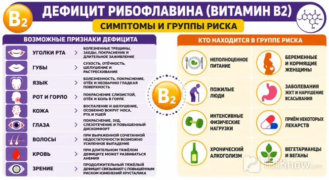 Инфографика о дефиците рибофлавина и рисках
