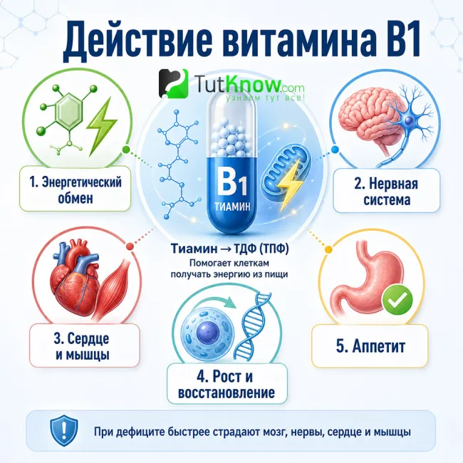 Действие витамина B1 в организме