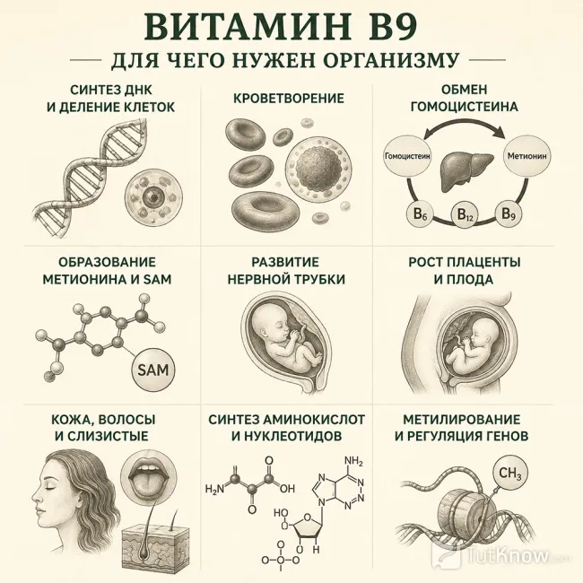 Функции витамина B9 в организме