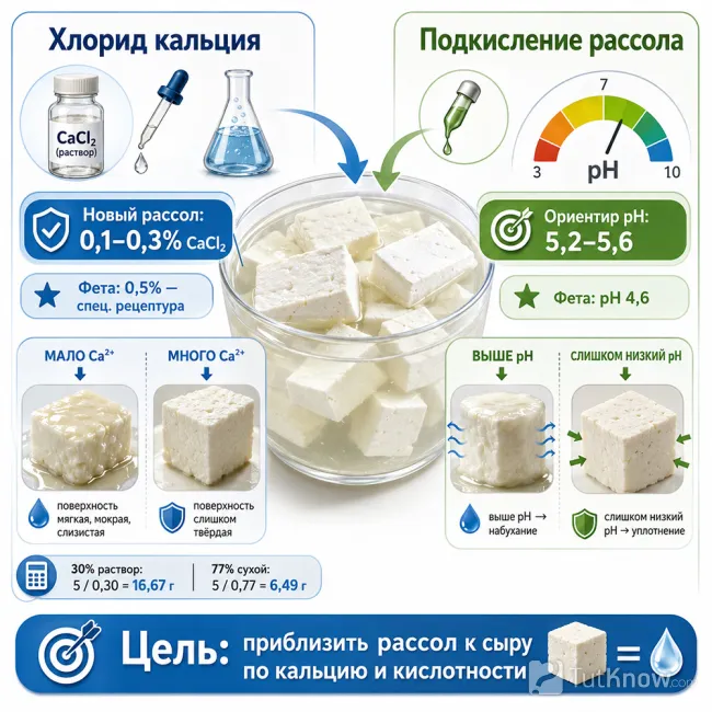 Хлорид кальция и pH сырного рассола