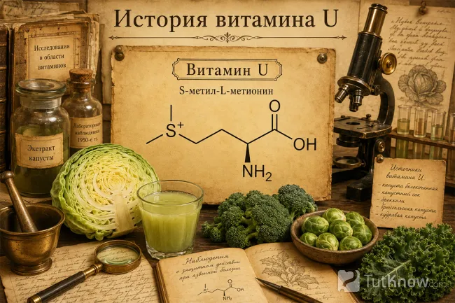 История витамина U и формула S-метил-L-метионин