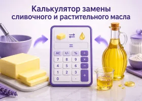 Калькулятор замены сливочного и растительного масла