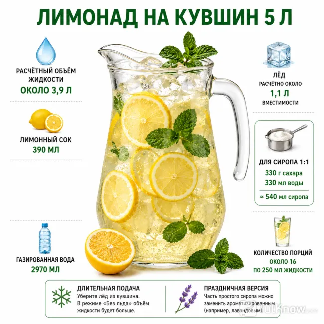 Рецепт лимонада на кувшин 5 л