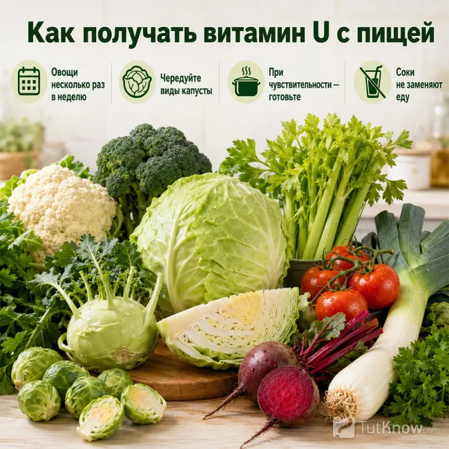 Овощи как источник витамина U