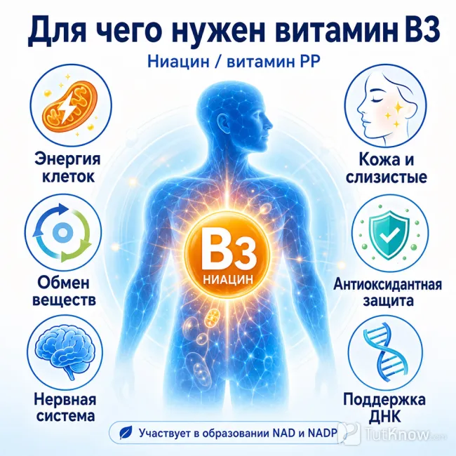Польза витамина B3 для организма