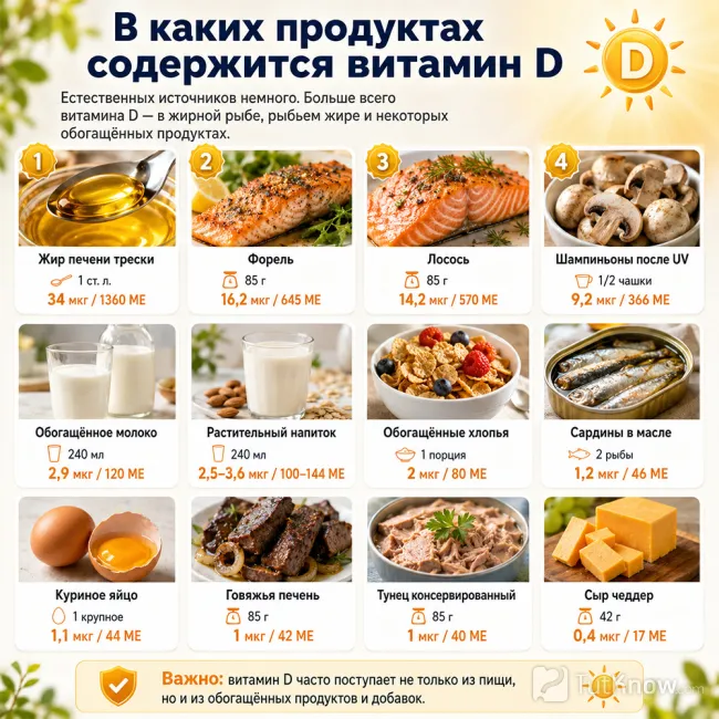 Продукты с высоким содержанием витамина D