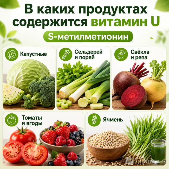 Продукты с витамином U