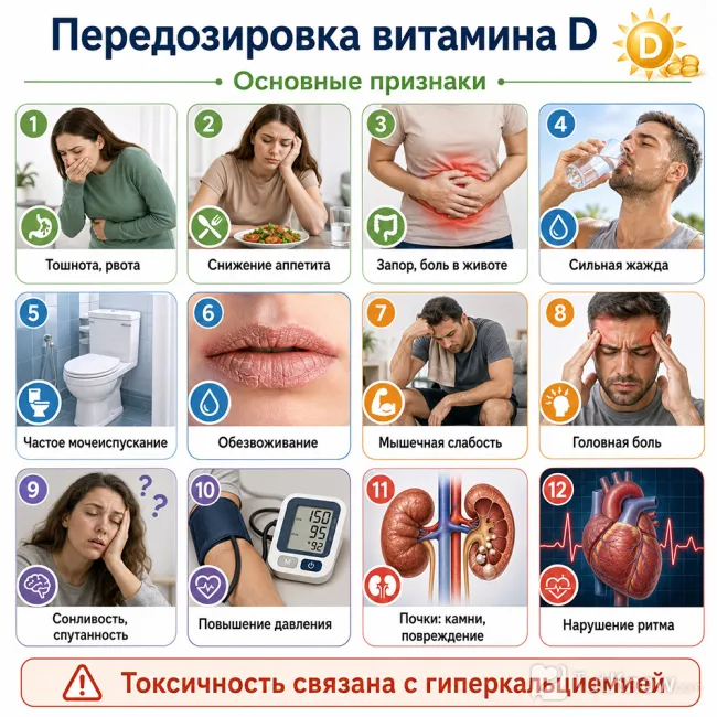 Симптомы передозировки витамина D