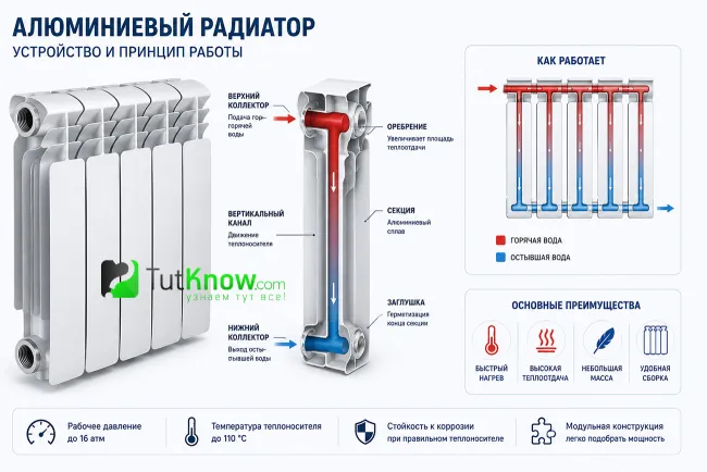 Устройство и принцип работы алюминиевого радиатора