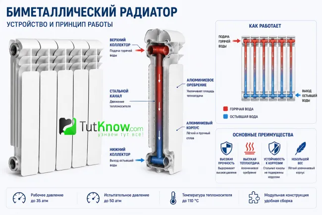 Устройство и принцип работы биметаллического радиатора